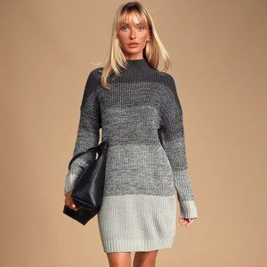 Lulus Snuggle Buddy Grey Knit Sweater Dress